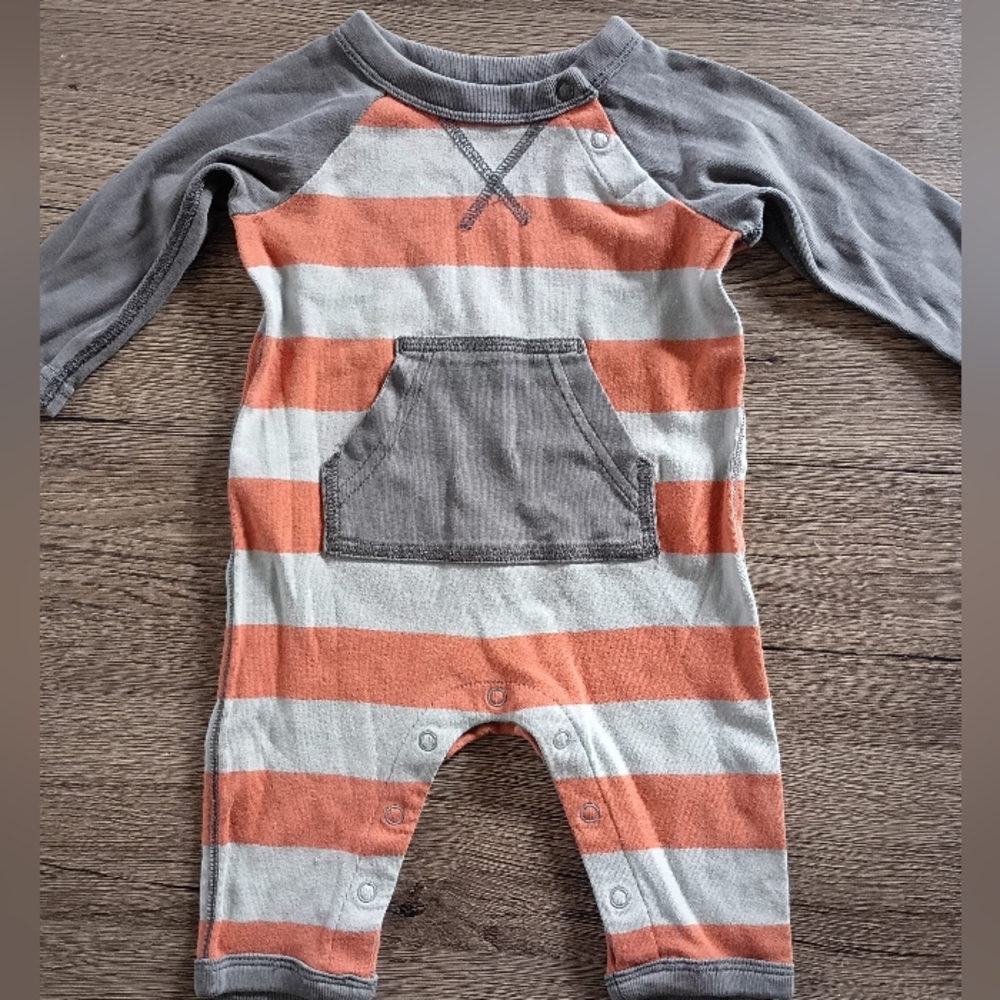 Tea Collection Gray and Orange Baby Romper